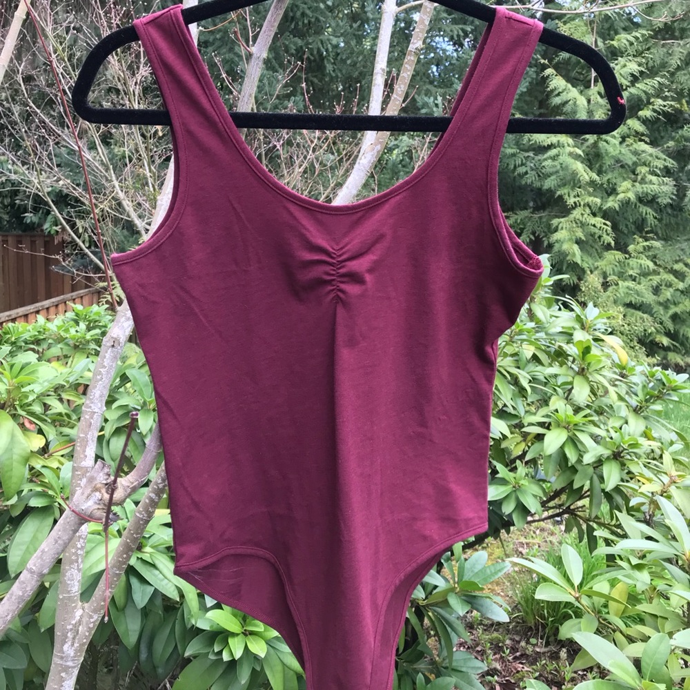 Bodysuit tank top cotton stretch wine snap closure